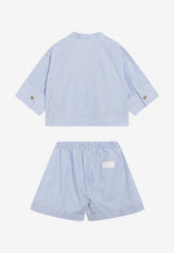 Givenchy Kids Girls Striped Shirt and Shorts Set Light Blue H31131CO/S_GIV-V71