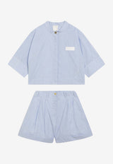 Givenchy Kids Girls Striped Shirt and Shorts Set Light Blue H31131CO/S_GIV-V71