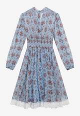 Dolce & Gabbana Floral Bouquet Print Chiffon Dress Light Blue F611ZTIS10F/S_DOLCE-HC5XK