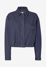 Fendi Logo Patch Cropped Denim Jacket Blue FLF856AOHS/S_FENDI-F0QB0
