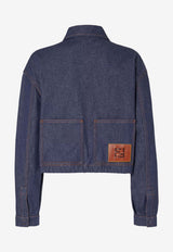 Fendi Logo Patch Cropped Denim Jacket Blue FLF856AOHS/S_FENDI-F0QB0