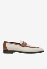 Loro Piana Sergio Walk Leather and Canvas Loafers Beige FAQ4009CO/R_LORO-B4AU
