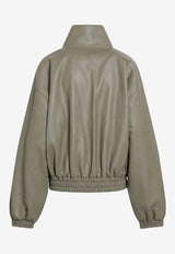 The Frankie Shop Nolita Faux Leather Bomber Jacket Green JAFS22137EL/S_THE-430