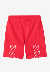 Off-White Kids Boys Bookish Diag Bermuda Shorts Red OBCI001S26FLE001/S_OFFW-6000