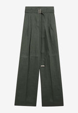 Max Mara Materia Wide-Leg Linen Pants Green MSTMATERIALI/S_MAXMS-037