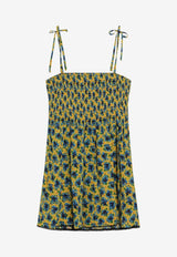 Miu Miu Floral Silk Mini Dress Multicolor MF6145OOO180I/S_MIU-F0T0X