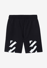 Off-White Kids Boys Diagonal Paint Bermuda Shorts Black OBCI001S26-BFLE003/S_OFFW-0001