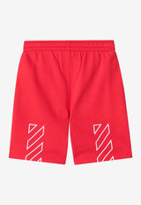 Off-White Kids Boys Diagonal Print Bermuda Shorts Red OBCI001S26-BFLE001/S_OFFW-6000