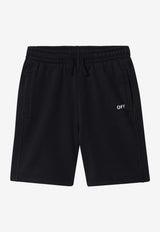 Off-White Kids Boys Diagonal Paint Bermuda Shorts Black OBCI001S26FLE003/S_OFFW-0001