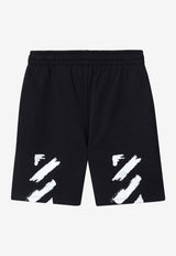 Off-White Kids Boys Diagonal Paint Bermuda Shorts Black OBCI001S26FLE003/S_OFFW-0001