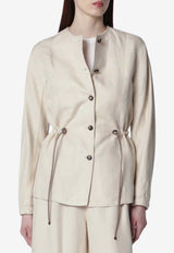 Carezza Linen-Blend Buttoned Jacket