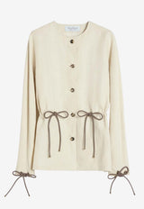 Max Mara Carezza Linen-Blend Buttoned Jacket Beige MXMCAREZZALI/S_MAXM-010