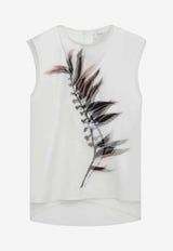 Sportmax Foliage Print Satin and Tulle Top White SPSGENEROCO/S_SPORM-004