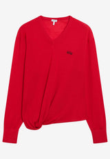 Loewe Wool Draped V-neck Sweater Red S540Y14KHDWO/S_LOEW-7100
