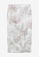 Max Mara Ultimo Printed Midi Pencil Skirt White MXSULTIMOCO/S_MAXM-001