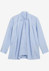 Loewe Long-Sleeved Poplin Shirt with Draping Light Blue S359Y05XGBCO/S_LOEW-5145