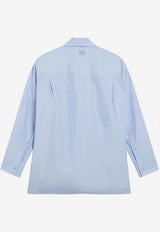 Loewe Long-Sleeved Poplin Shirt with Draping Light Blue S359Y05XGBCO/S_LOEW-5145