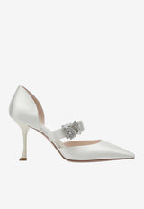 Roger Vivier Mary Jane Efflorescence Satin Pumps White RVW53044790RS0/S_ROGVI-C001