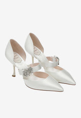 Roger Vivier Mary Jane Efflorescence Satin Pumps White RVW53044790RS0/S_ROGVI-C001