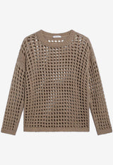 Max Mara Febe Open Knit Mesh Sweater Beige MXPFEBECO/S_MAXM-002