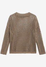 Max Mara Febe Open Knit Mesh Sweater Beige MXPFEBECO/S_MAXM-002