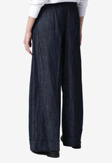 S Max Mara Straight-Leg Linen Denim Jeans Blue SMMMELODIADE/S_MAXS-001
