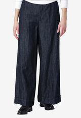 S Max Mara Straight-Leg Linen Denim Jeans Blue SMMMELODIADE/S_MAXS-001
