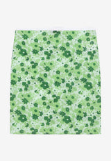 Miu Miu Floral Print Mini Skirt Green MG2636OOO19EX/S_MIU-F0089