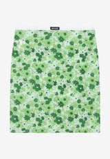 Miu Miu Floral Print Mini Skirt Green MG2636OOO19EX/S_MIU-F0089
