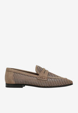 Brunello Cucinelli Sparkling Leather Net Loafers Brown MZDVC3182LE/S_CUCIN-C2767