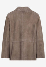 'S Max Mara Single-Breasted Suede Jacket Brown SMMANFORASUE/S_MAXS-002