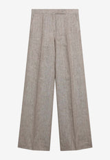Max Mara Chevron Linen Wide-Leg Pants Beige MXMDESERTOCO/S_MAXM-002