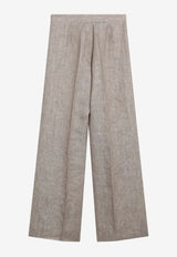 Max Mara Chevron Linen Wide-Leg Pants Beige MXMDESERTOCO/S_MAXM-002
