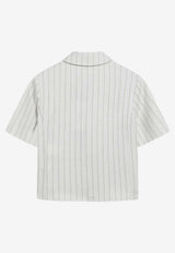 Max Mara Angio Pinstripe Piqué Shirt White MXMANGIOCO/S_MAXM-001