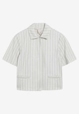 Max Mara Angio Pinstripe Piqué Shirt White MXMANGIOCO/S_MAXM-001