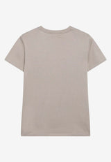 Max Mara Logo Embroidered Cotton Jersey Tee Beige PAPAIACO/S_MAXM-002