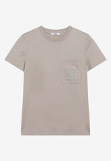 Max Mara Logo Embroidered Cotton Jersey Tee Beige PAPAIACO/S_MAXM-002