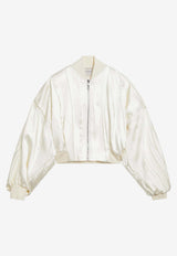 Sportmax Pleated Satin Cropped Bomber Beige SPXZORROVI/S_SPORM-001