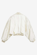 Sportmax Pleated Satin Cropped Bomber Beige SPXZORROVI/S_SPORM-001