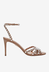 Aquazzura Tequila 85 Crystal Embellished Leather Sandals Powder TQLMIDS0NAP/S_AQUA-PWP