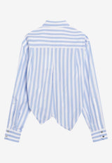 Sportmax Striped Poplin Carabiner Shirt Blue SPXPALMIZICO/S_SPORM-003