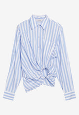 Sportmax Striped Poplin Carabiner Shirt Blue SPXPALMIZICO/S_SPORM-003
