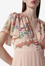 Etro Floral Print Midi Dress Pink WRHA056099SP4J9/S_ETRO-X0872