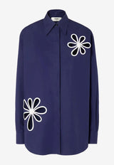Fendi Flower Embroidered Poplin Shirt Blue FS8355AW7V/S_FENDI-F1W0A