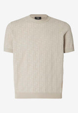 Fendi FF Jacquard Knit T-shirt Gray FZX051AU7O/S_FENDI-F0B9Y