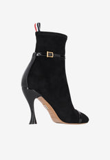 Thom Browne Trompe L'Oeil 105 Soft Suede 4-bar Ankle Boots Black FFB263AL0178_001