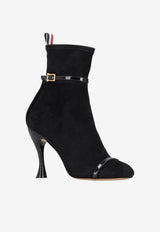 Thom Browne Trompe L'Oeil 105 Soft Suede 4-bar Ankle Boots Black FFB263AL0178_001