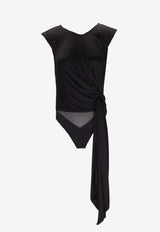 Elisabetta Franchi Halterneck Sheer Bodysuit Top Black BO02061E2_110