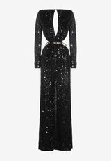 Elisabetta Franchi Cut-Out Sequined Maxi Dress Black ABR1561E2_110