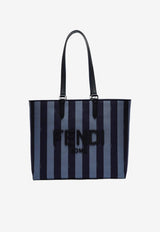 Fendi Striped Logo Canvas Tote Bag Blue 7VA610ARMG/O_FENDI-F1PG7
